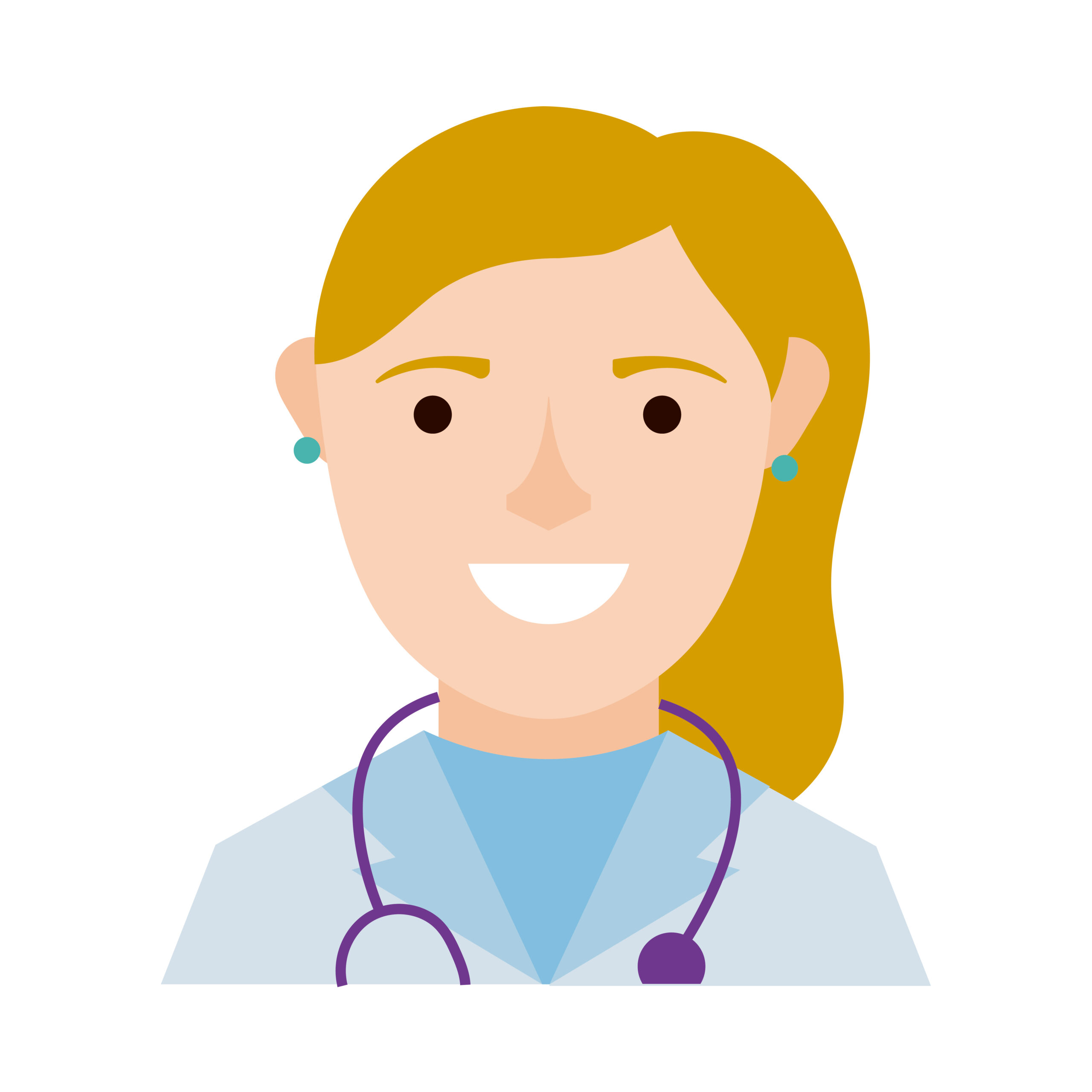 female doctor with stethoscope character flat style