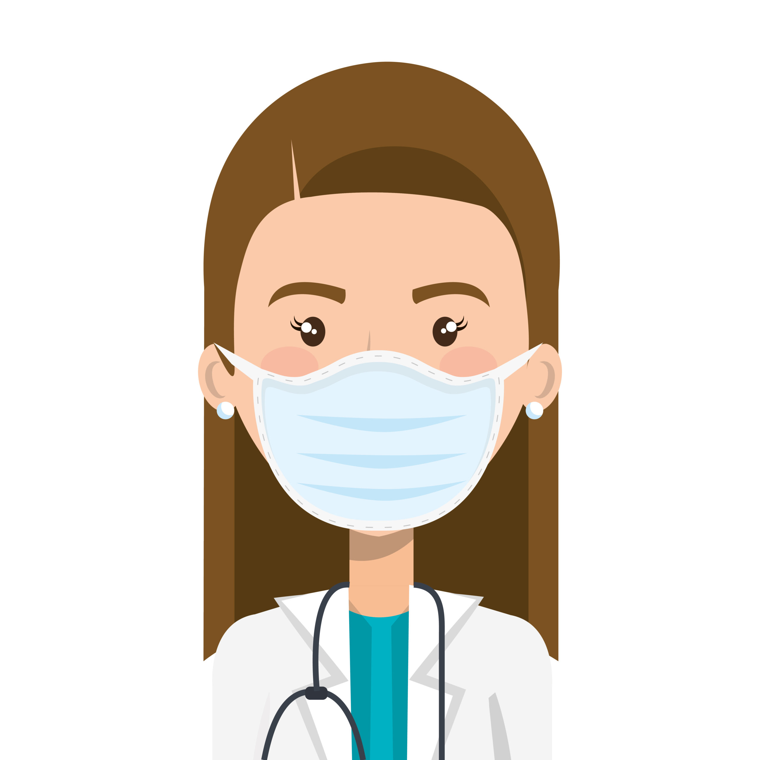 doctor female using face mask with stethoscope